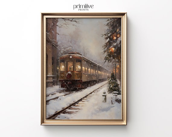 Winter Train Christmas Art Print, Seasonal Home Decor