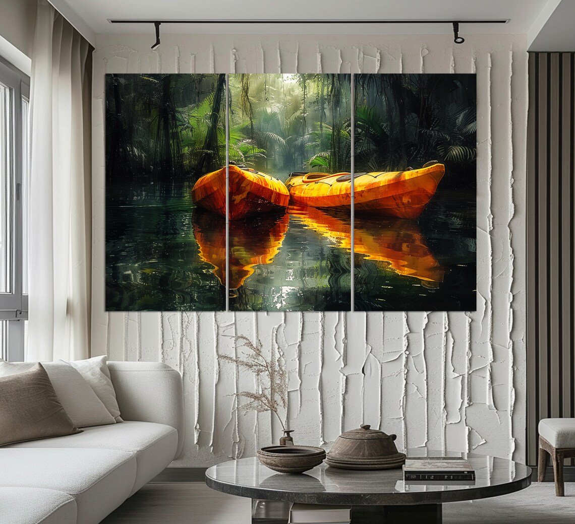Kayaks, Abstract Rowing Wall Art Print - Image 2