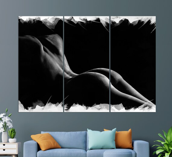 Black And White Female Hip Silhouette Curve Artistic Nude Poster