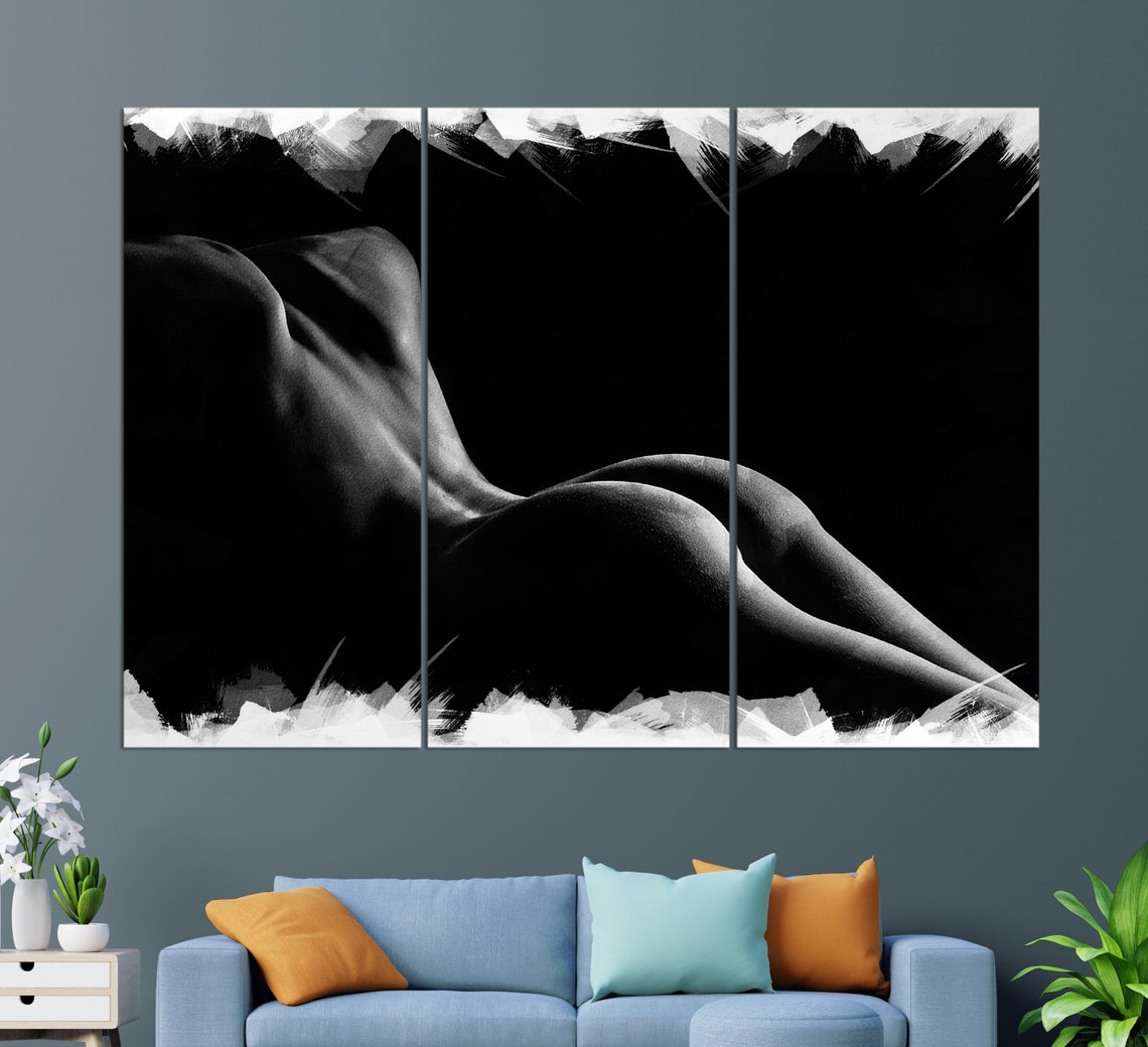 Black And White Female Hip Silhouette Curve Artistic Nude Poster