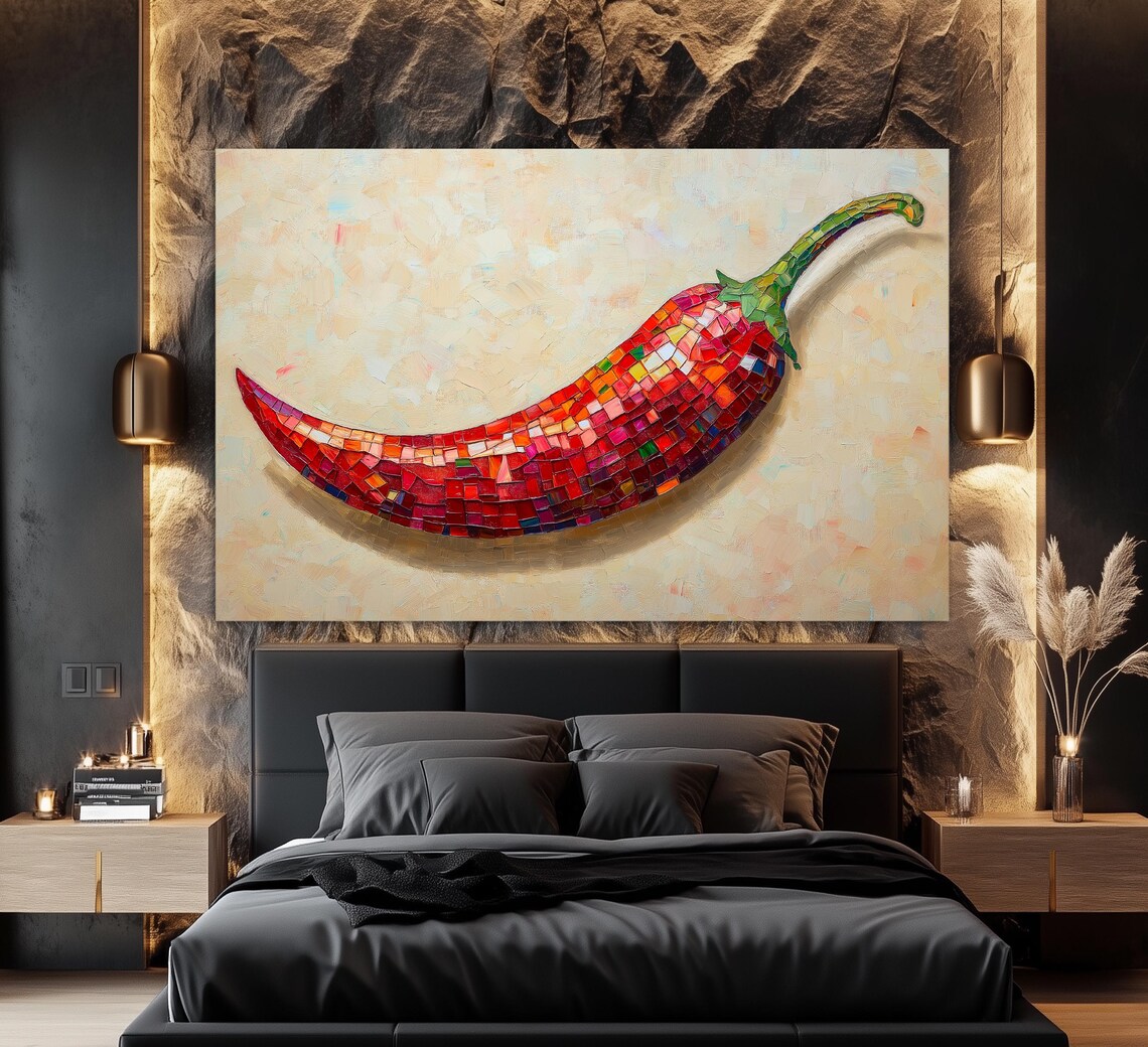 Abstract Chili Pepper Disco Style Kitchen Art Print