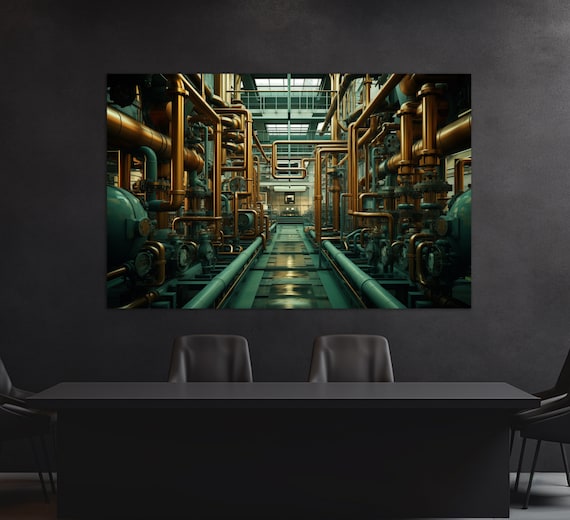Industrial Wall Decor Engineer Gift Technological Wall Art Factory Print Industrial Plant Industrial Painting Print