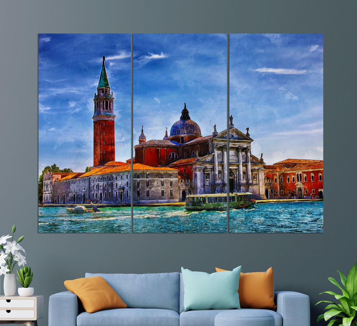 Venice San Giorgio Maggiore Church Watercolor Lagoon View Poster - Image 3
