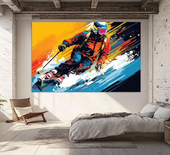 Abstract Skier Pop Art Style, Skiing Art Print
