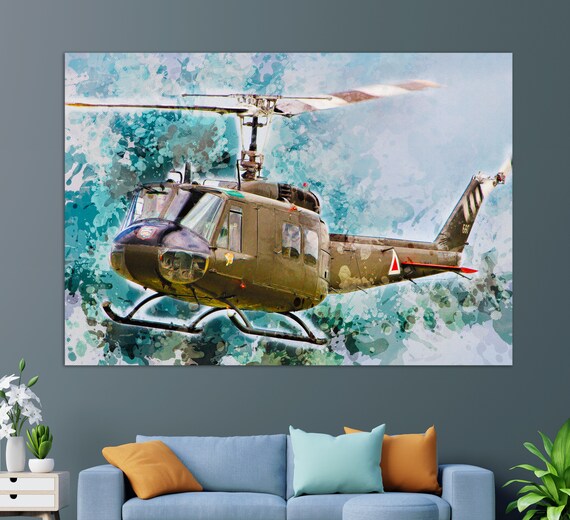 Bell Uh 1 Iroquois Print Military Utility Helicopter Wall Art Aircrafts Wall Art Pilot Gift