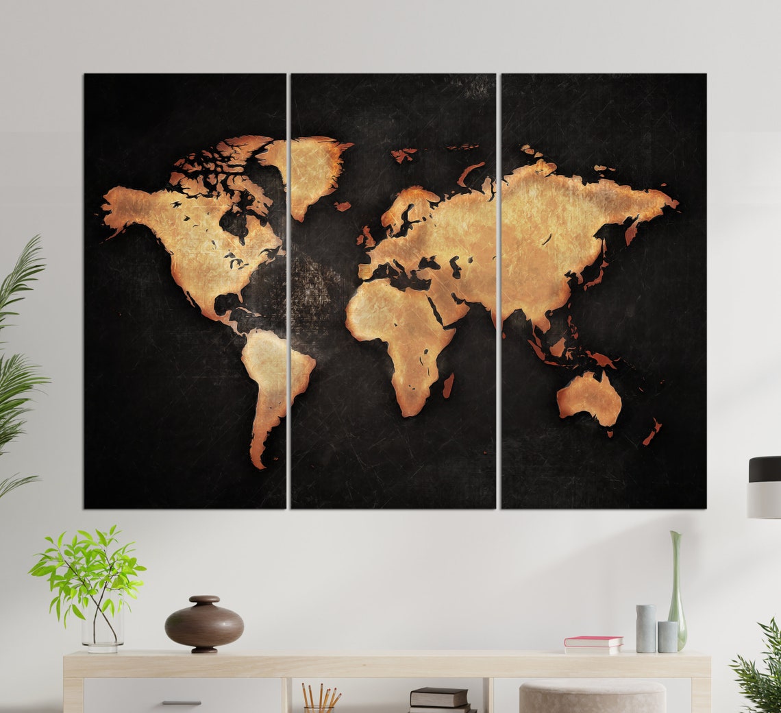 Grunge World Map, Travel Map Art Print - Image 3