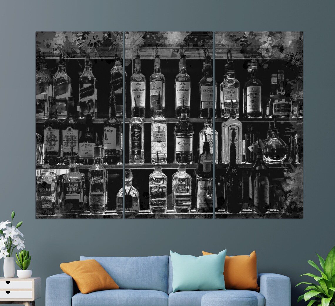 Alcohol Bottles and Drinks Kitchen Wall Art Print - Image 2