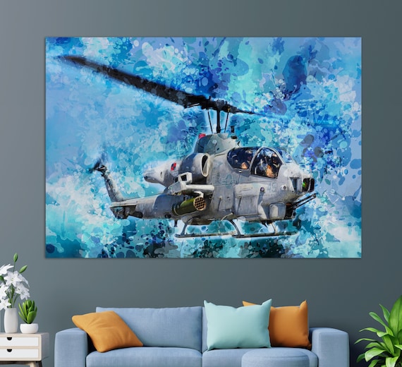 Bell Ah 1 Supercobra Attack Helicopter Print Military Helicopter Wall Art Aircrafts Wall Art Pilot Gift