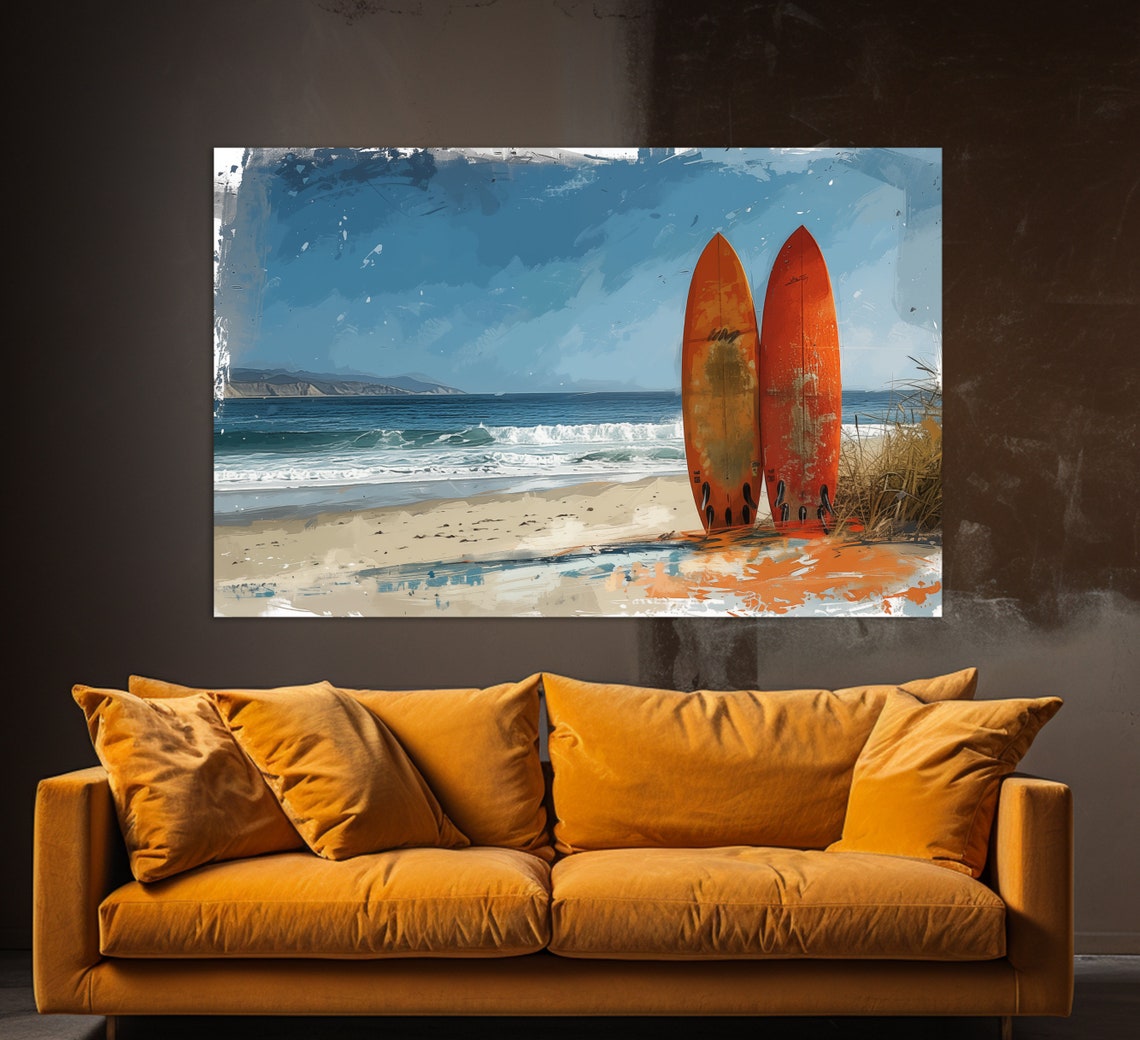 Surfing Wall Art Surfing Boards Print Surfing Print Surfer Gift Surfing Painting Surfing Print - Image 3