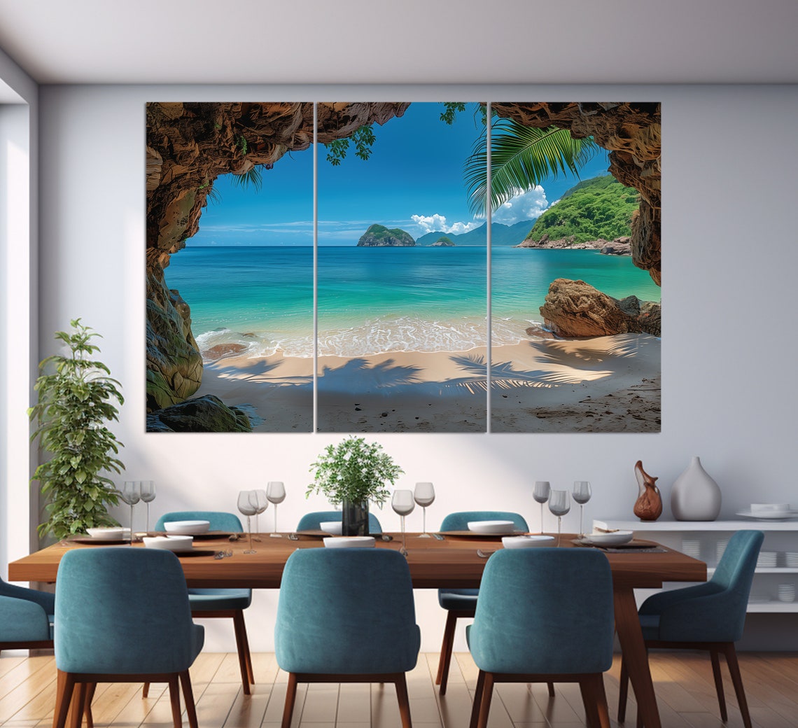 Tropical Beach Rock Arch Turquoise Water Paradise View Poster - Image 3