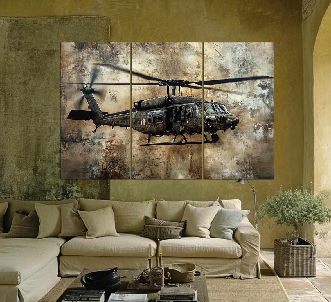 Abstract Black Hawk Helicopter Art Print, Pilot Gift - Image 3