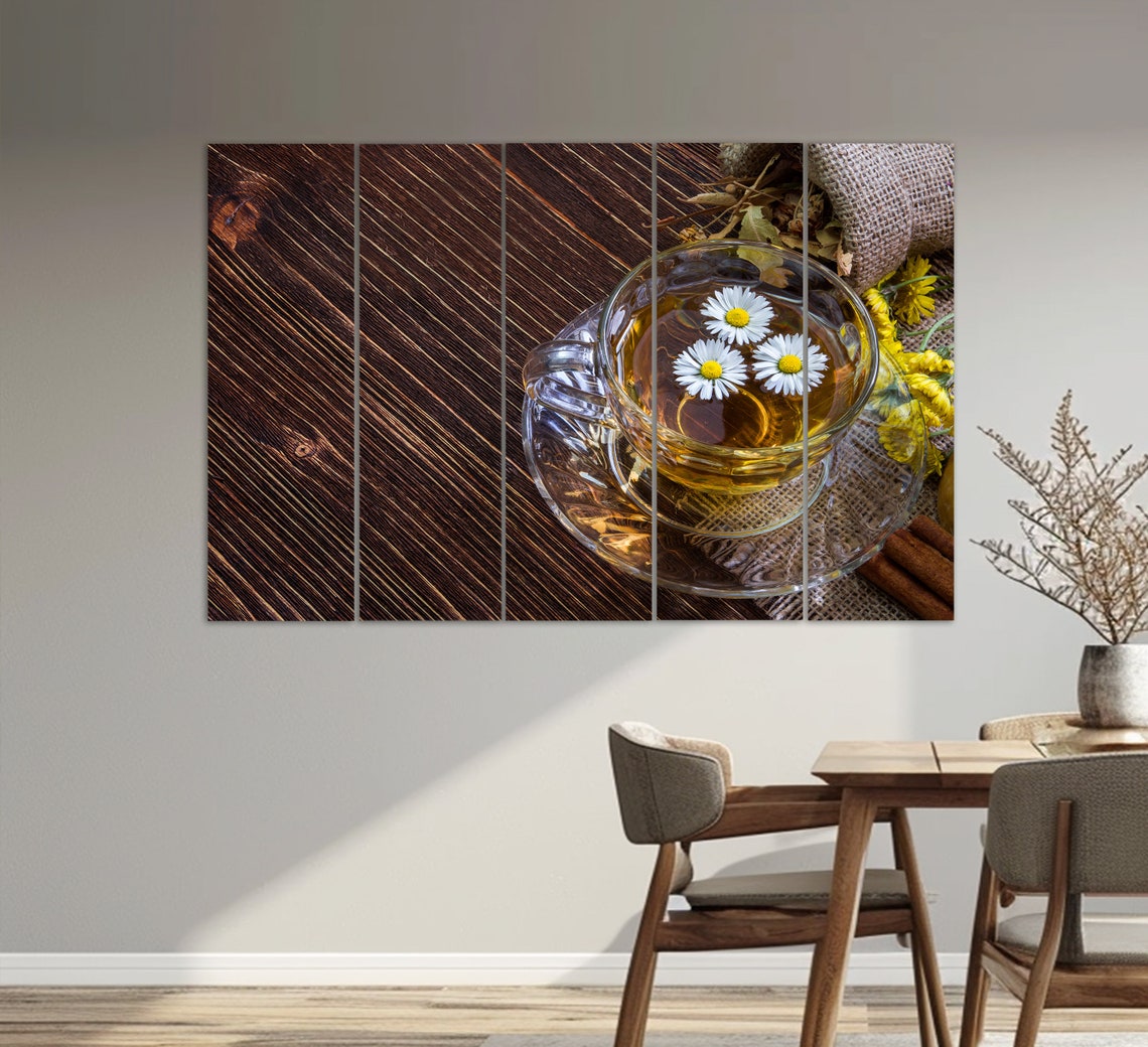 Tea Wall Art Modern Kitchen Wall Decor Chamomile Tea Cup Print Tea Cup Poster Tea Shop Decor Kitchen Wall Art Teahouse Decor - Image 2