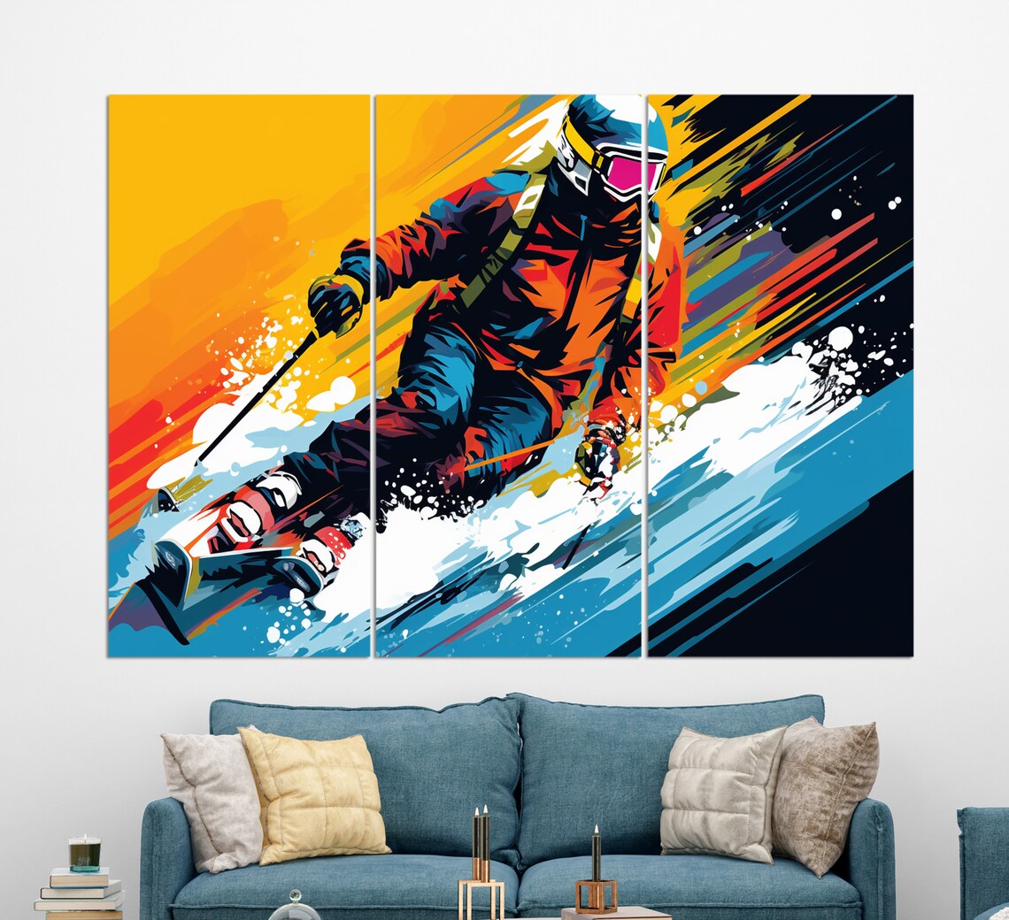 Abstract Skier Pop Art Style, Skiing Art Print - Image 2