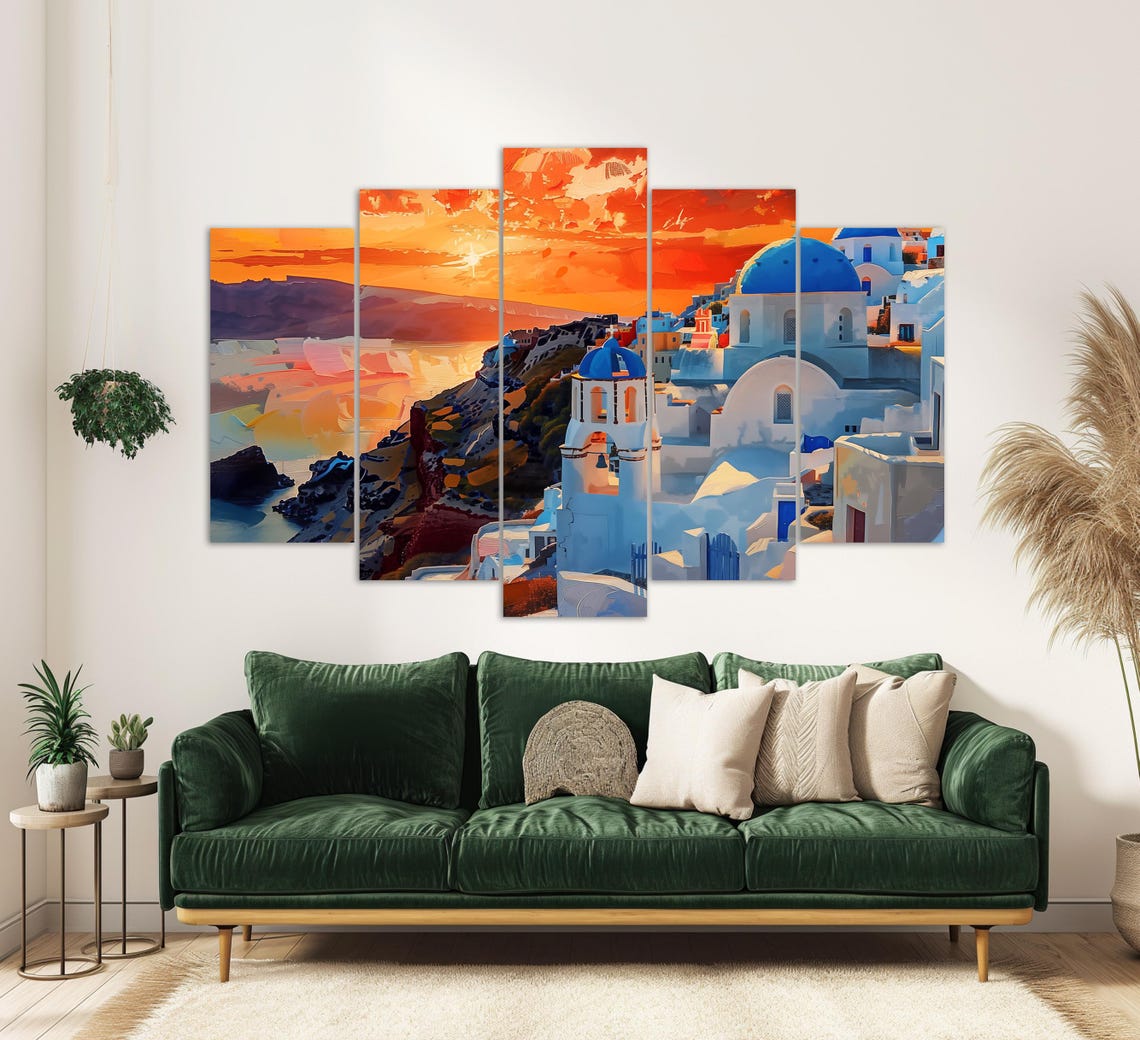 Santorini Greece Oia Blue Domes Sunset Caldera View Travel Wall Poster - Image 3