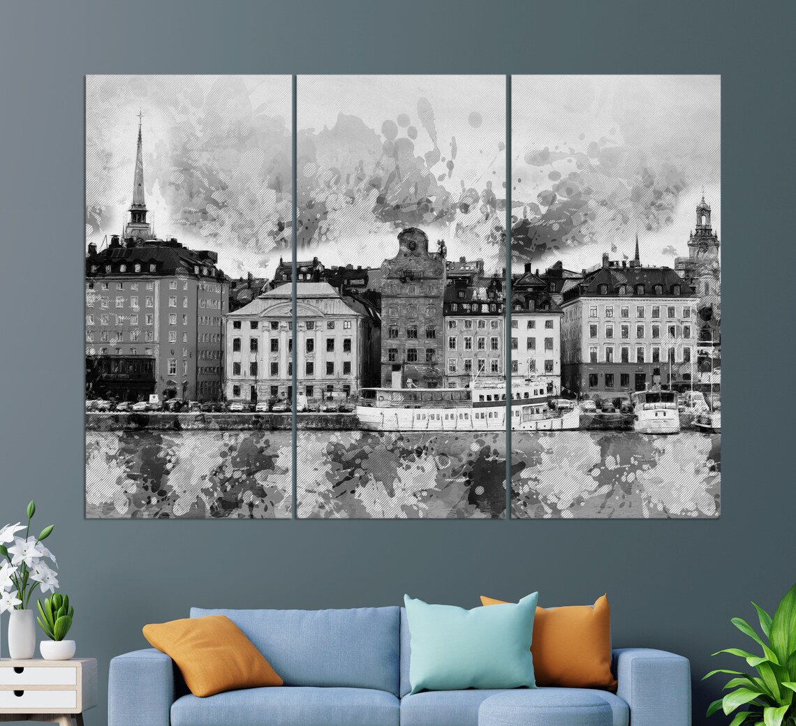 Stockholm Abstract Art Print, Sweden Wall Art - Image 3