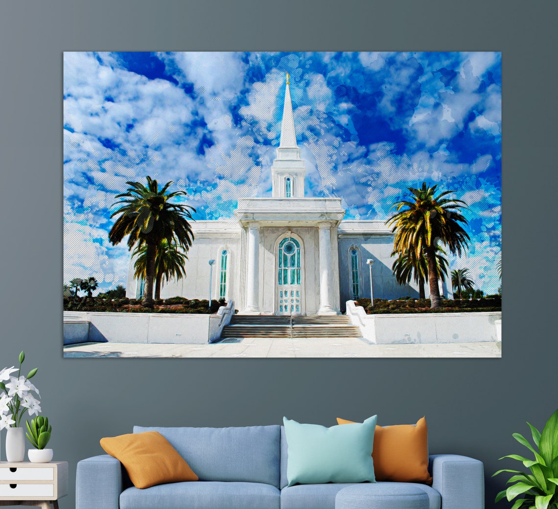 Orlando Florida Temple White Steeple Palm Trees Blue Sky Travel Poster - Image 3