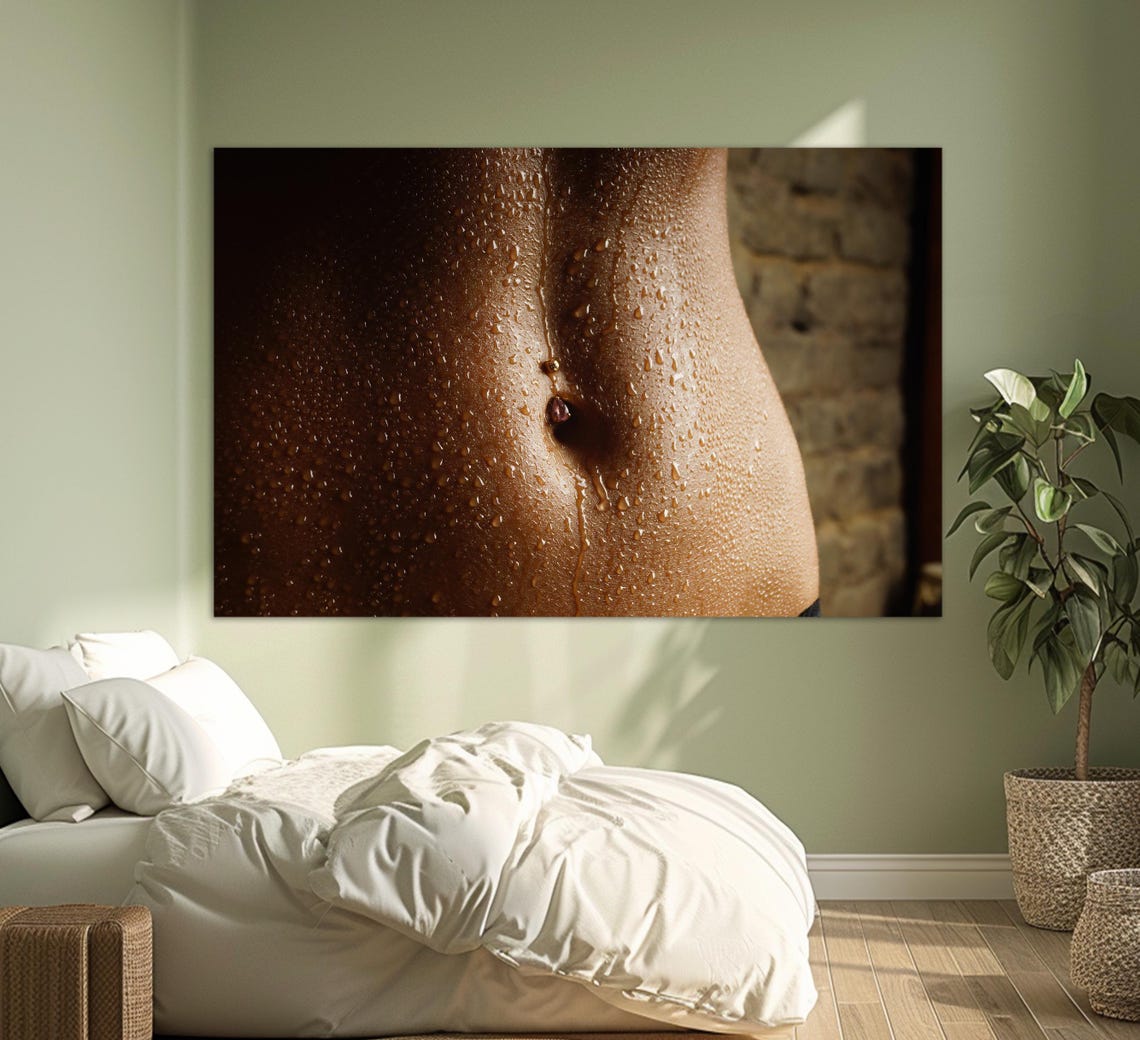 Sensual Wet Torso Water Droplets Dramatic Light Artistic Body Poster - Image 3