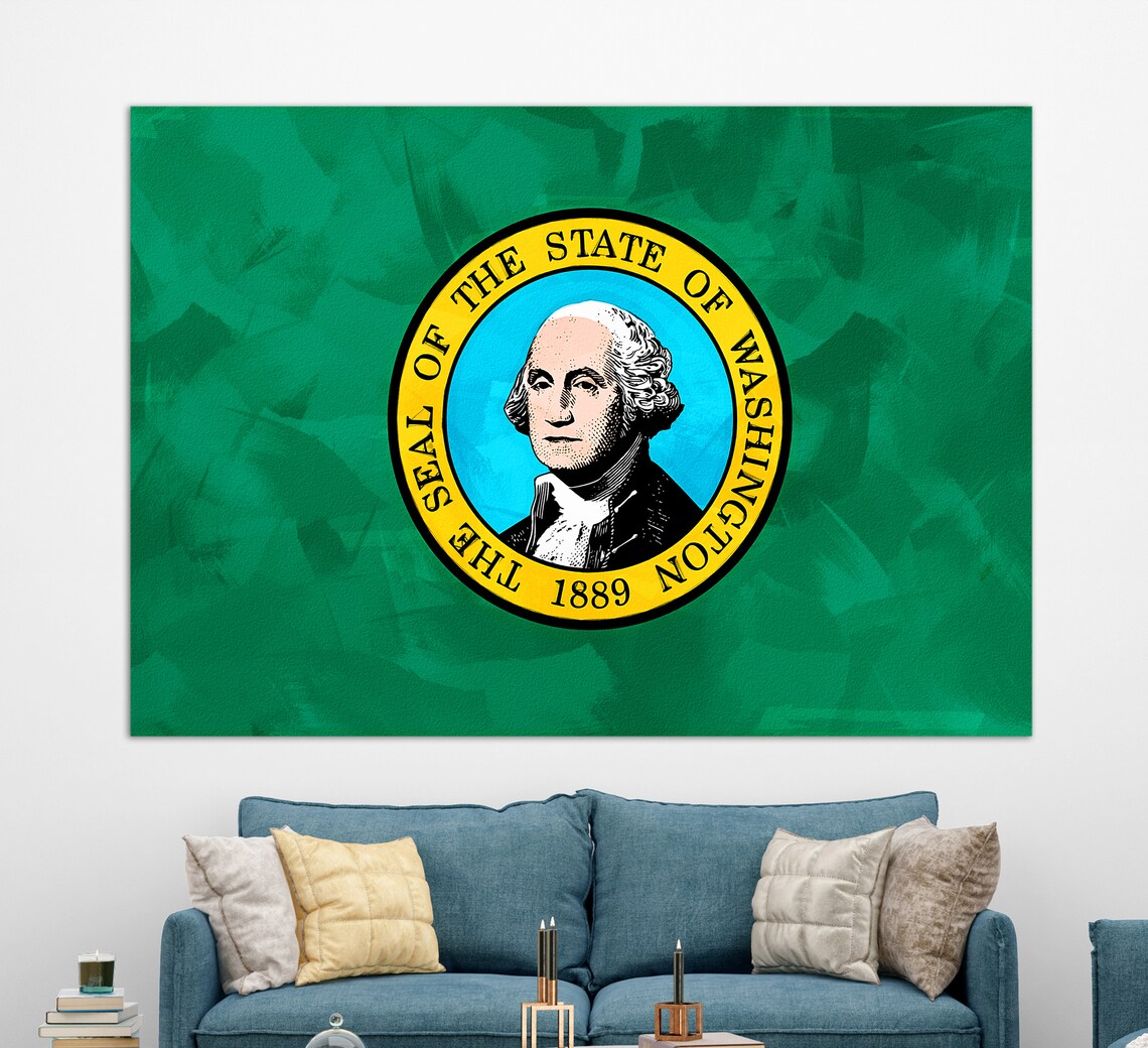 Washington State Flag Painting, Washington Wall Art