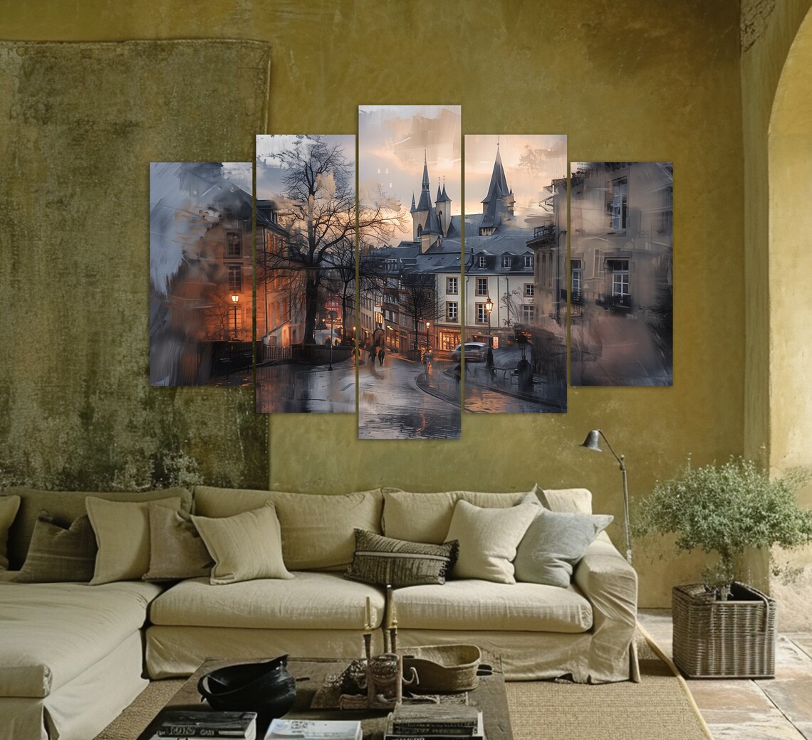 Mystical Luxembourg Castle Abstract Travel Poster - Image 3