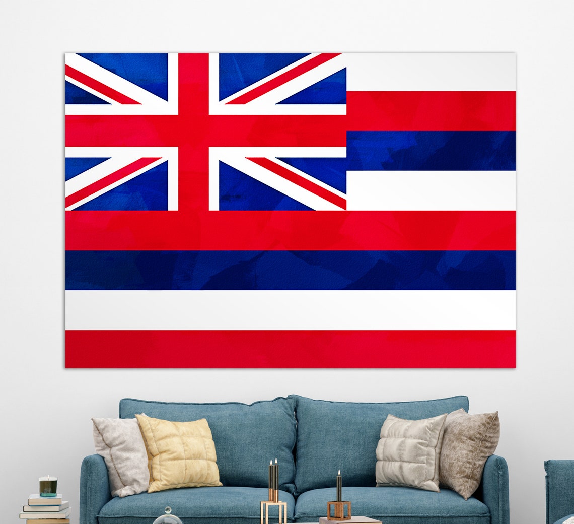 Hawaii State Flag Print Hawaii Flag Painting Hawaii Wall Art