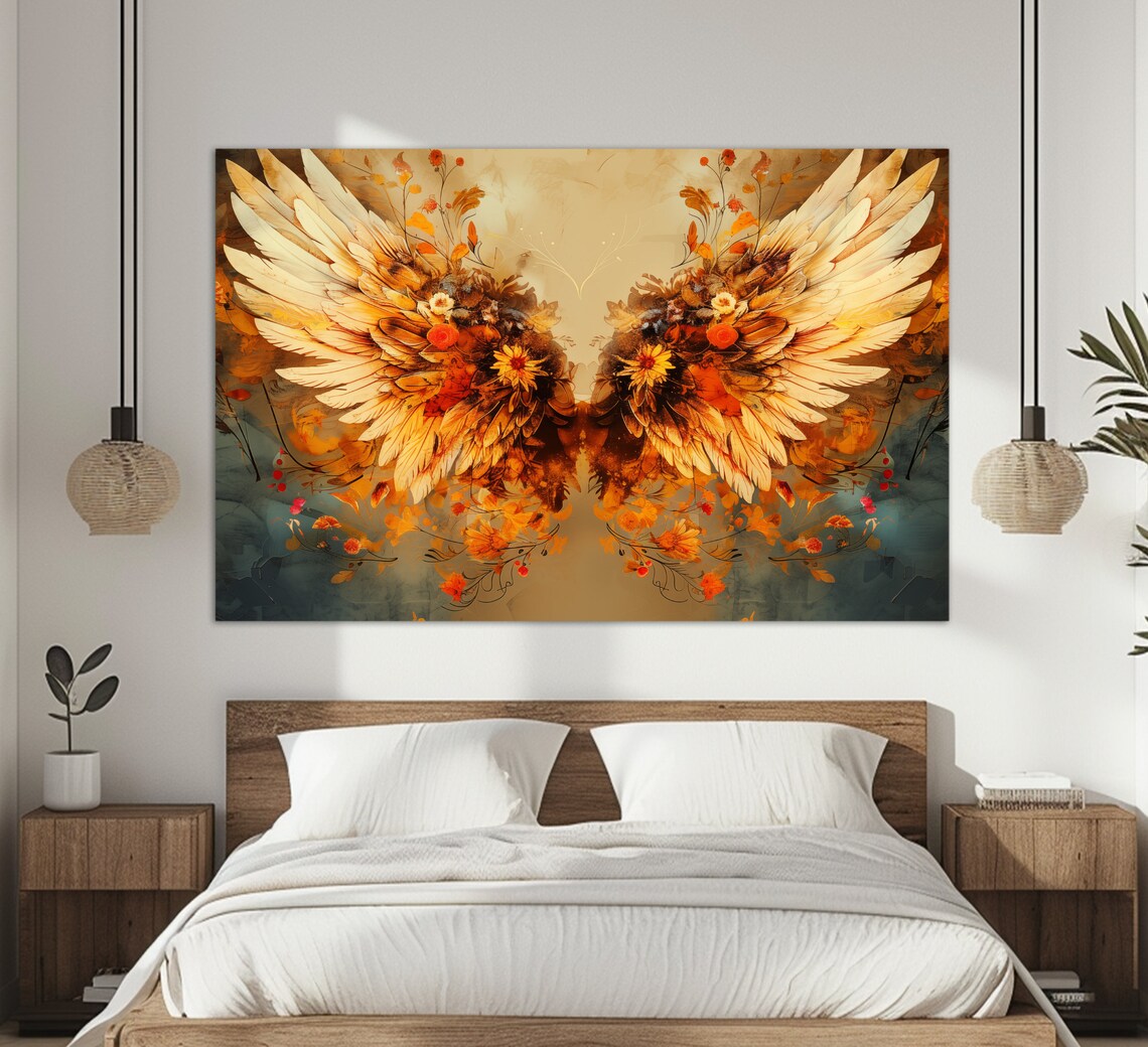 Abstract Angel Wings Religious Wall Art Print