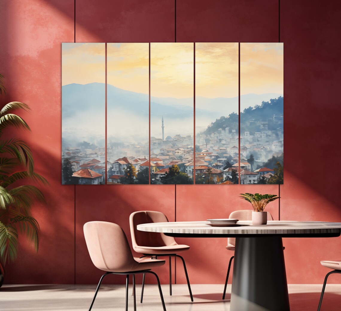 Sarajevo Skyline Misty Travel Poster, Bosnia - Image 3