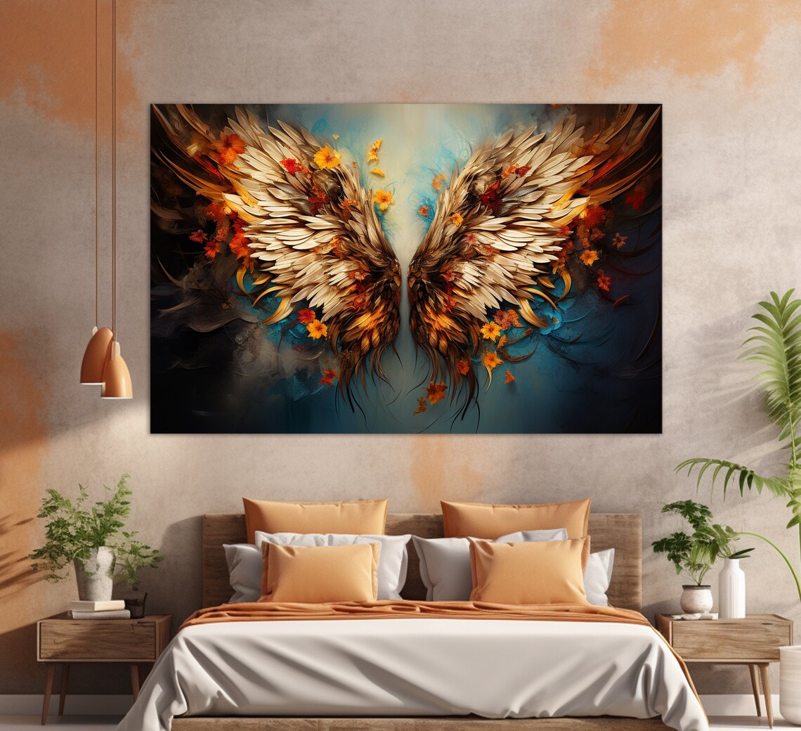 Abstract Angel Wings Religious Wall Art Print