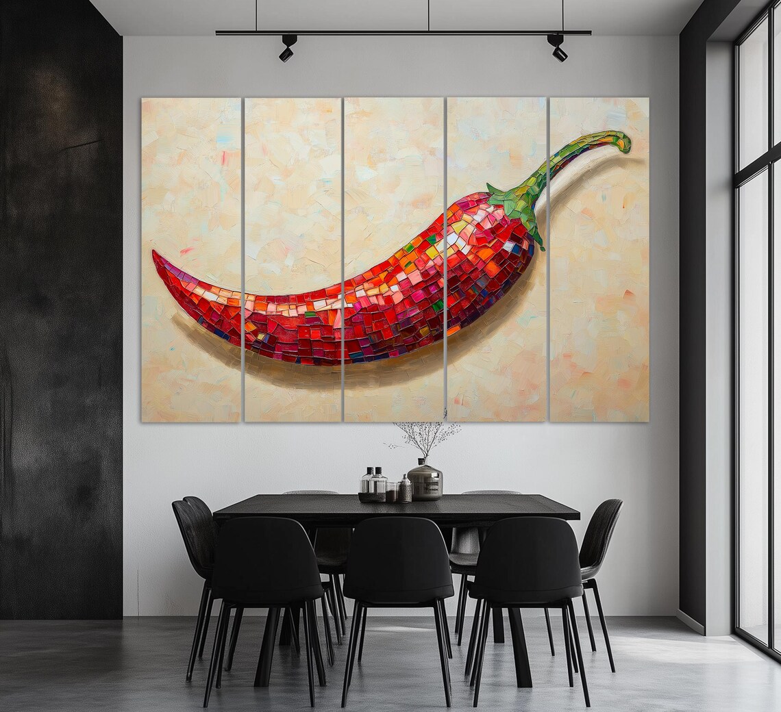 Abstract Chili Pepper Disco Style Kitchen Art Print - Image 2