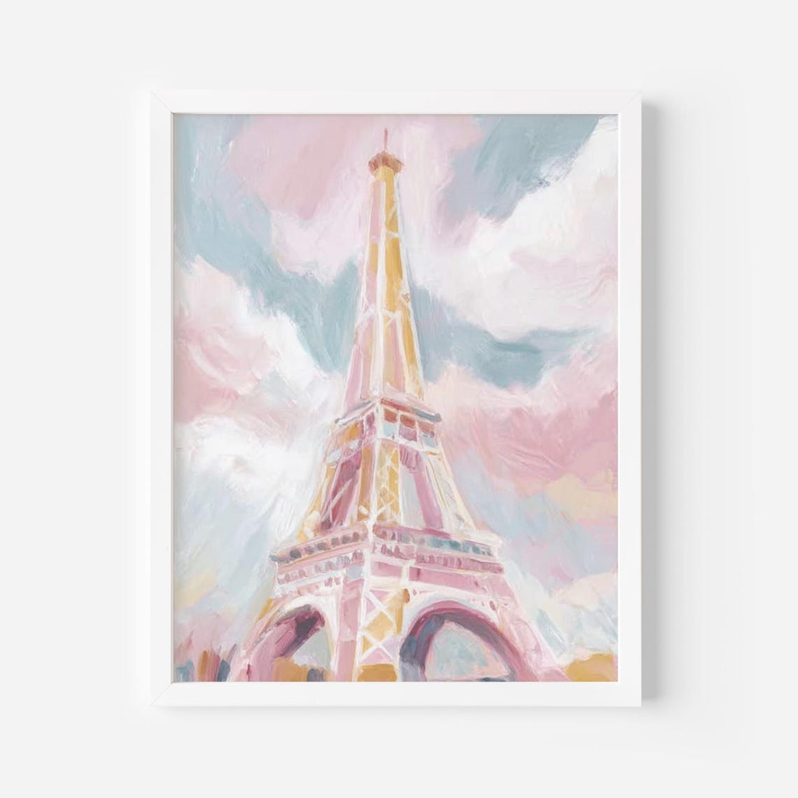 Pastel Eiffel Tower Pink Paris Travel Art Illustration Poster