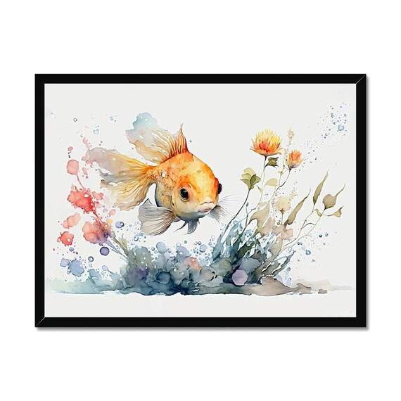 Natures Serenity Goldfish Blossoms 2 Delicate Watercolor Goldfish Serene Poster Print