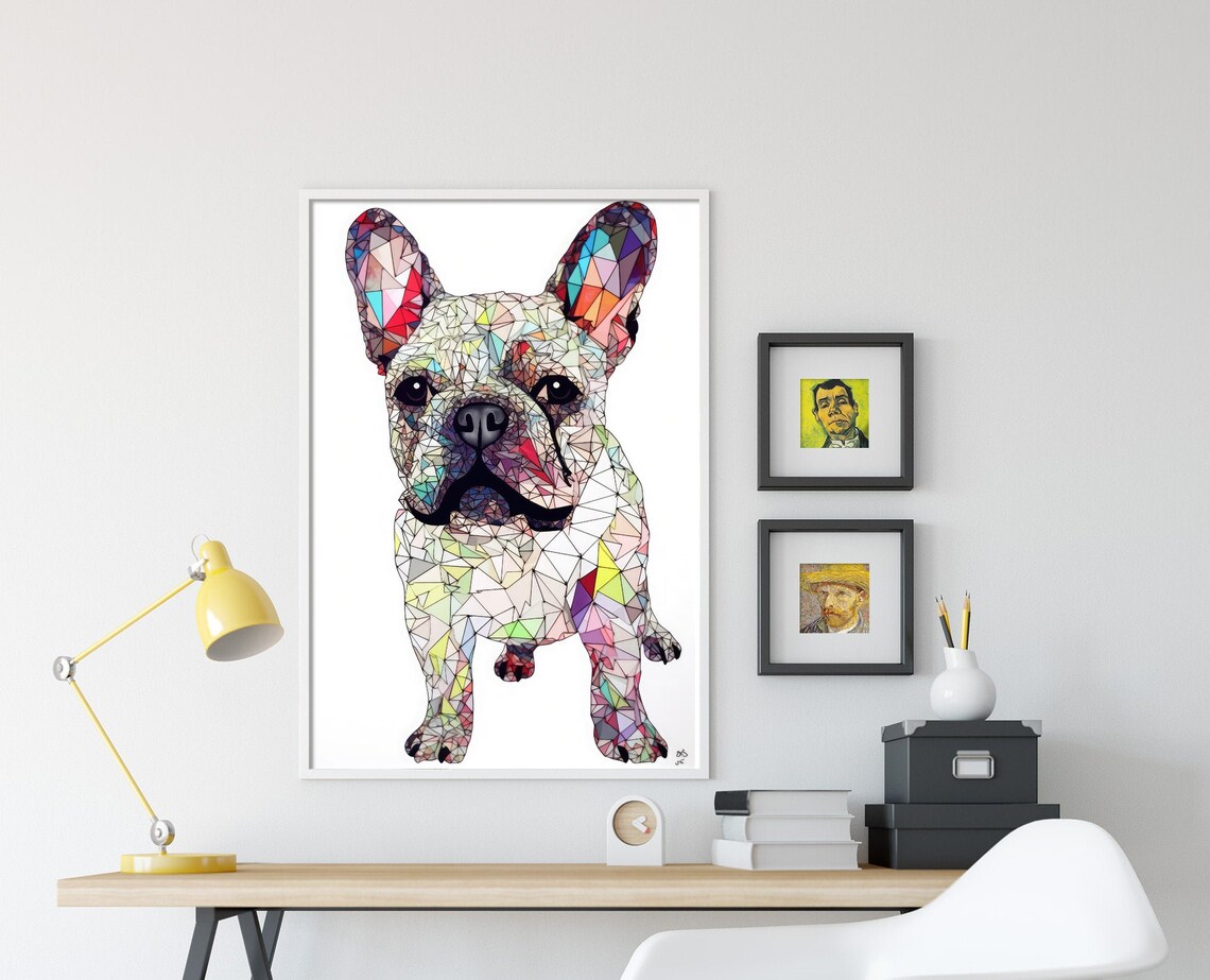 French Bulldog Covered In Colorful Paper, Art Print - Image 4