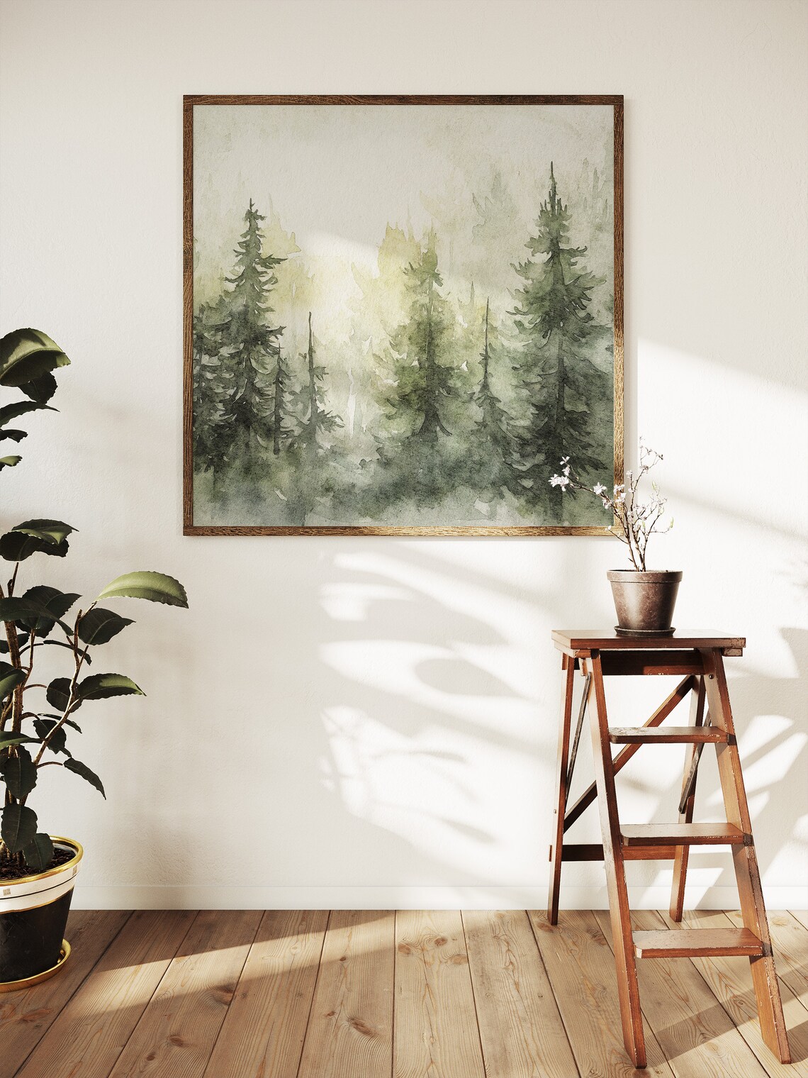 Pine Forest Watercolor Art Print, Rustic Evergreen - Image 4