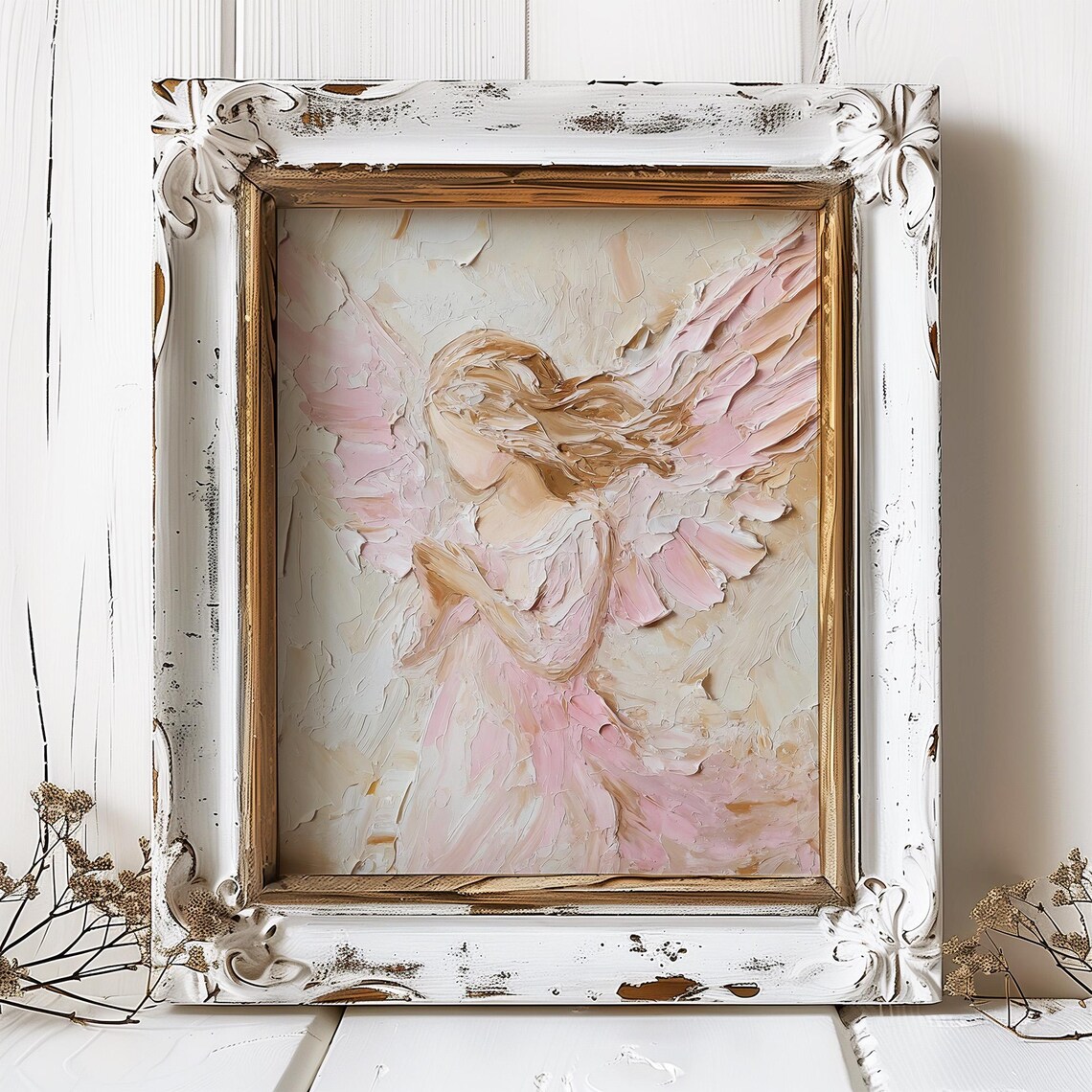 Christmas Angel Oil Painting, Religious Art Print - Image 5