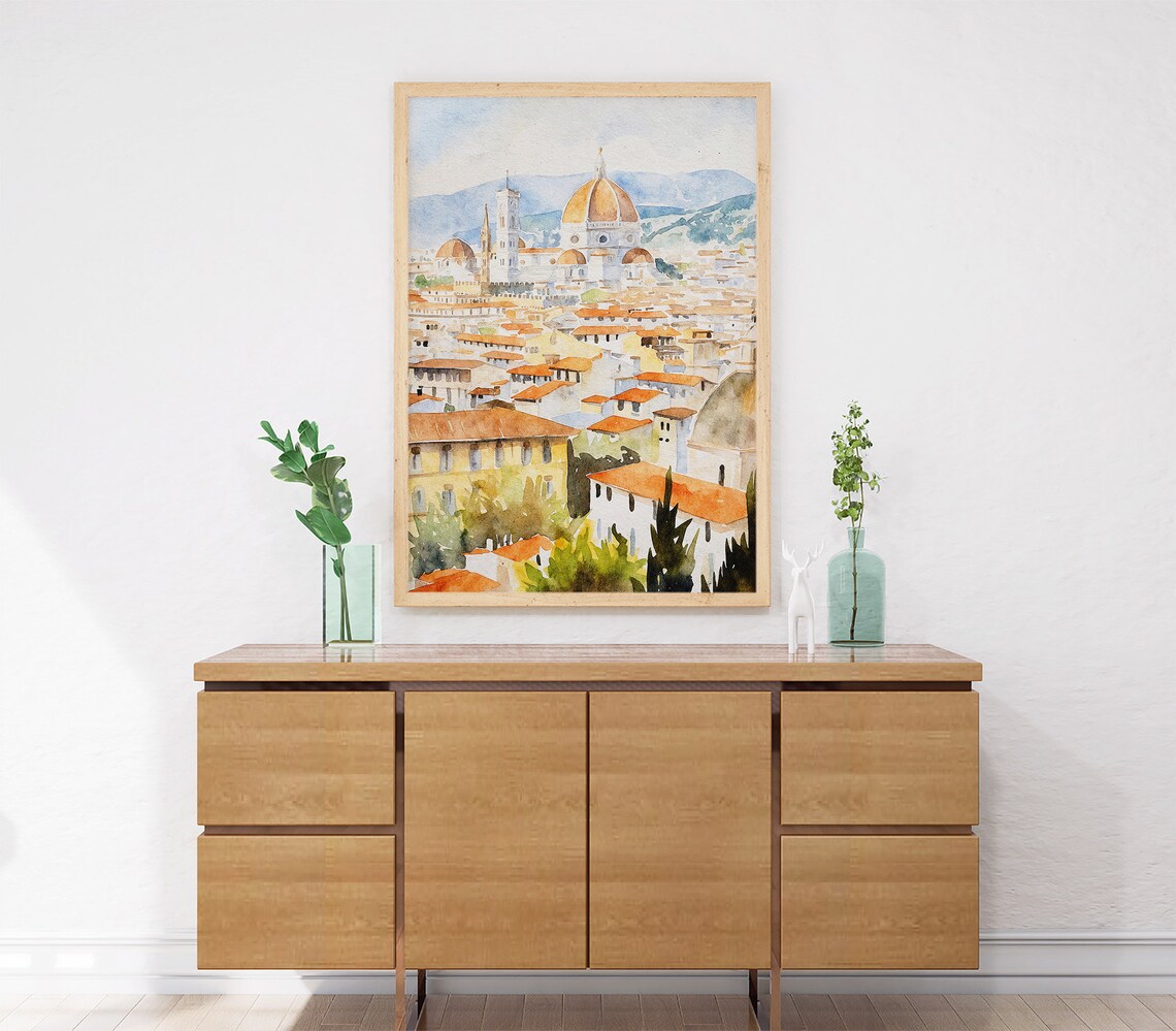 Florence Watercolor Travel Poster, Italian Cityscape - Image 5