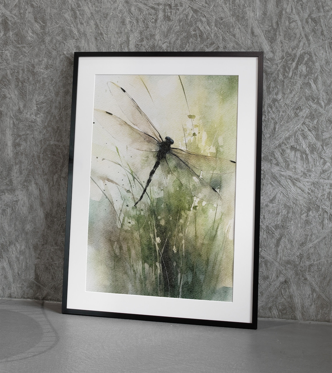 Dragonfly Botanical Watercolor Art Print, Neutral - Image 4