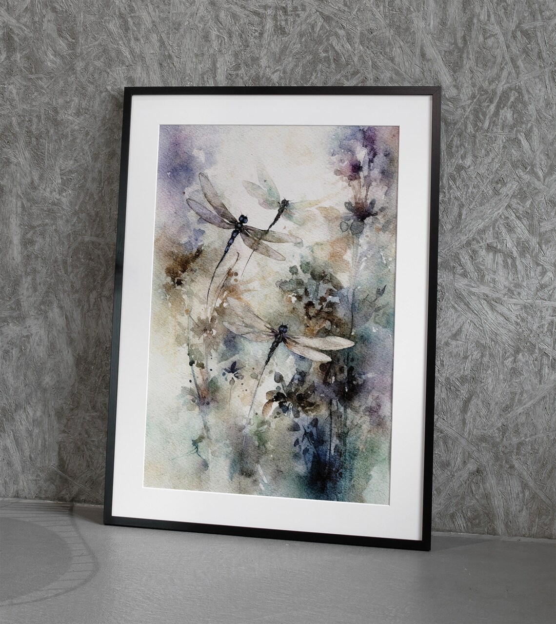 Dragonfly Lavender Watercolor Art Print, Floral Wall Art - Image 3