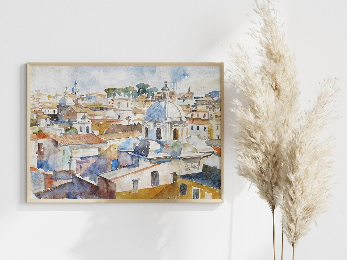 Rome Watercolor Art Print, Italian Cityscape Architecture - Image 3