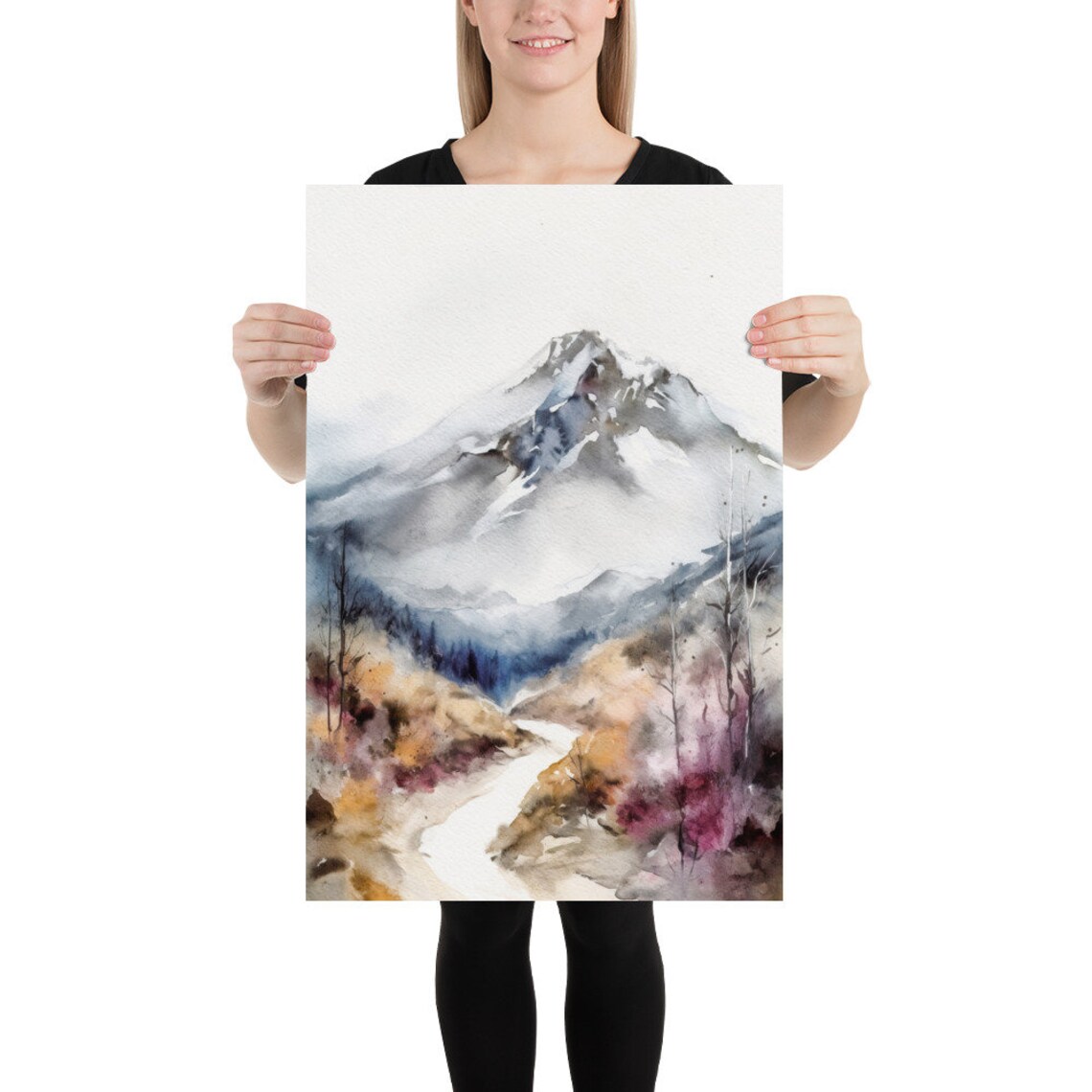 Mount Hood Watercolor Art Print, Oregon Landscape - Image 2