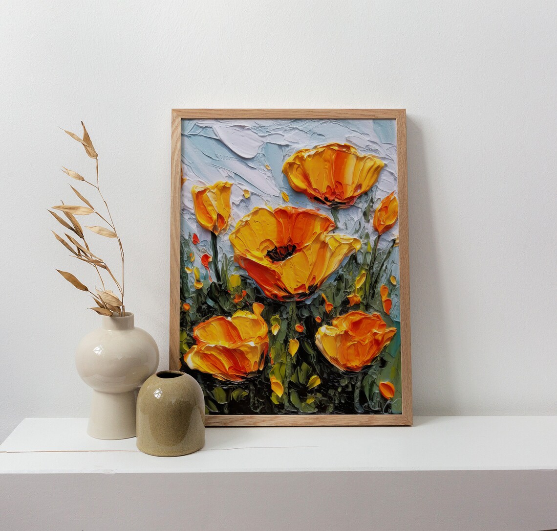 California Poppy Oil Painting, Wildflower Art Print - Image 5