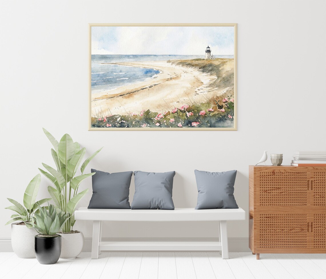 Cape Cod Coastal Watercolor Lighthouse Art Print - Image 5