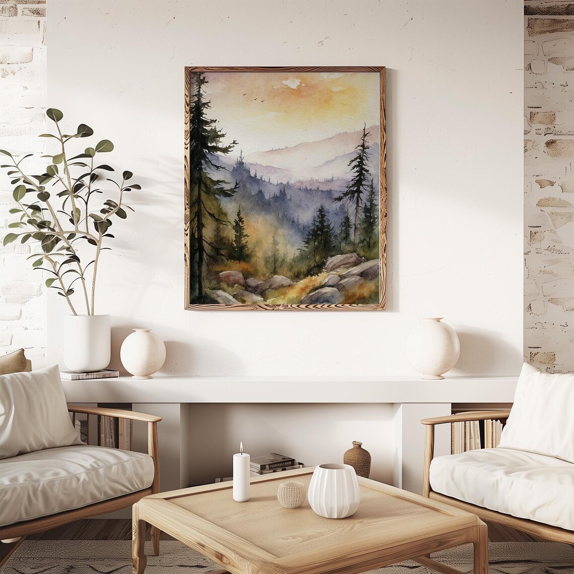 Great Smoky Mountains Watercolor Landscape Art Print - Image 2
