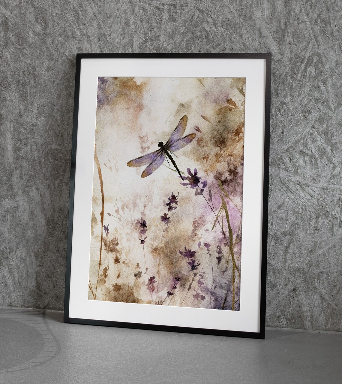 Dragonfly Watercolor Lavender Floral Art Print - Image 4