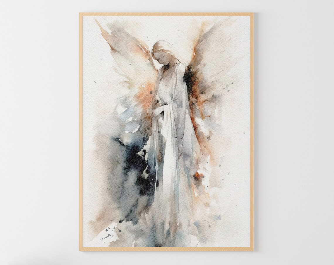 Guardian Angel Watercolor Abstract Angel Art Print