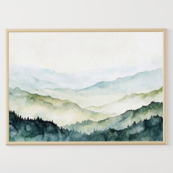 Blue Ridge Mountains Watercolor Print, North Carolina