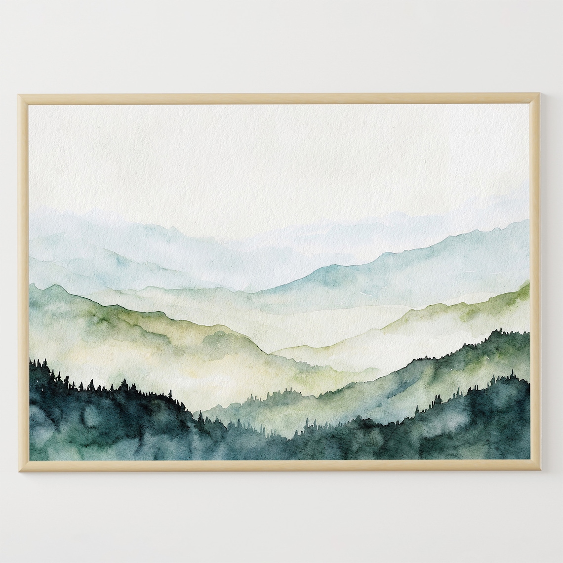 Blue Ridge Mountains Watercolor Print, North Carolina