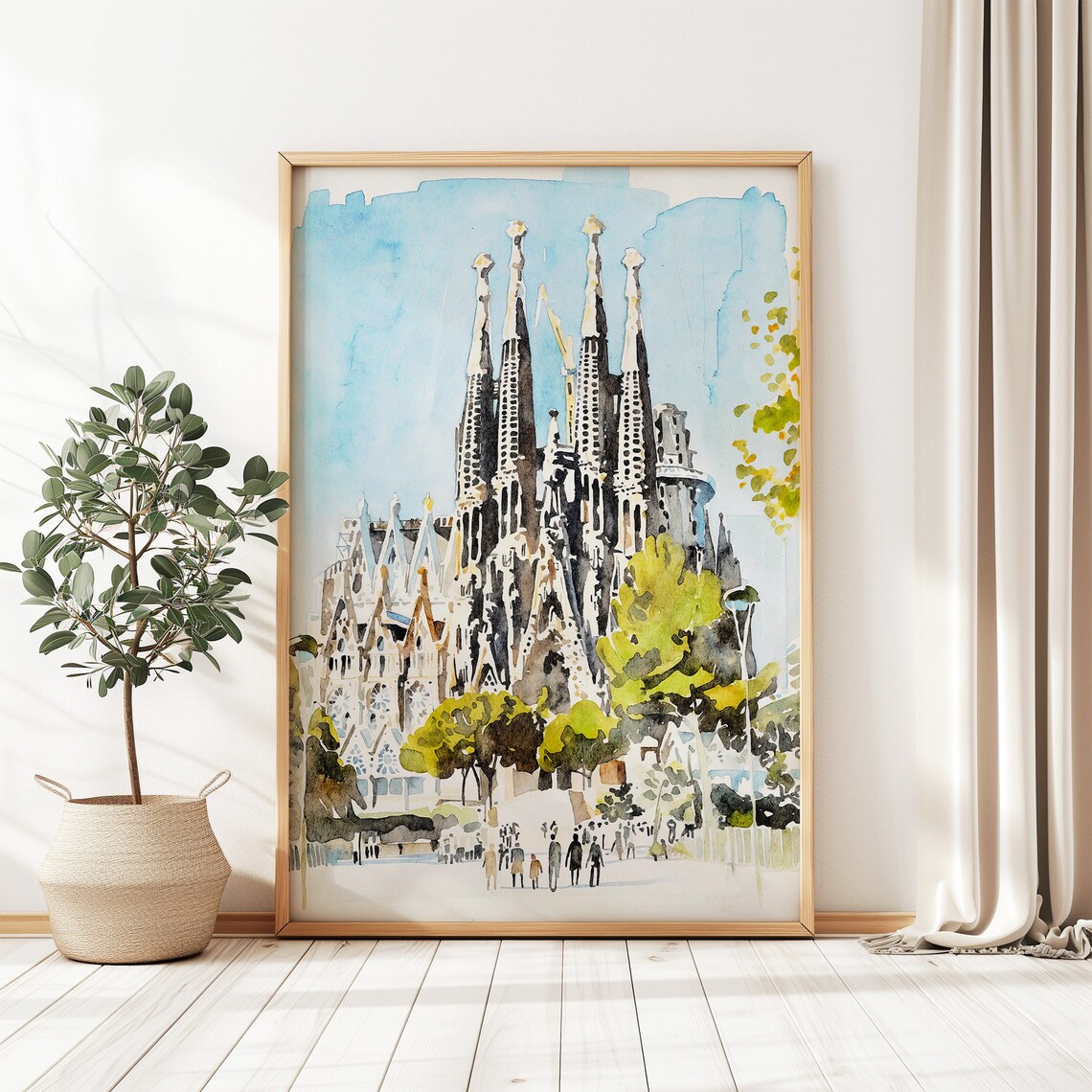 Barcelona Sagrada Familia Watercolor Travel Poster - Image 5