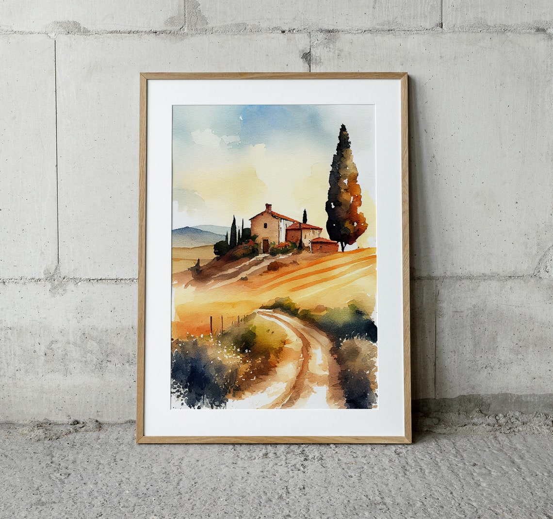 Tuscany Painting Italian Landscape Farmhouse Watercolor Art Print Italian Countryside Poster - Image 3
