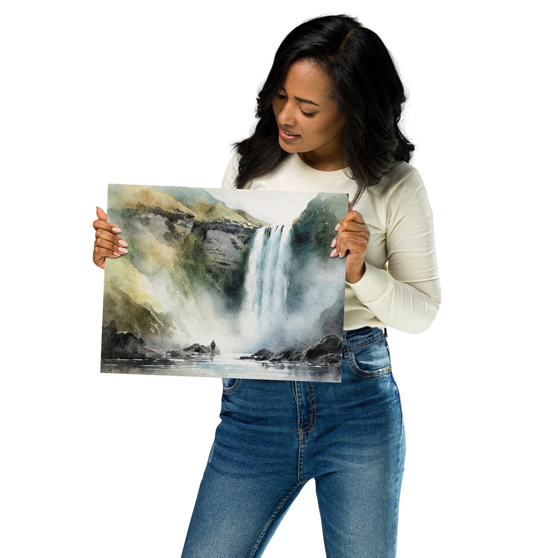 Skogafoss Watercolor Travel Poster, Iceland Sudurland - Image 2