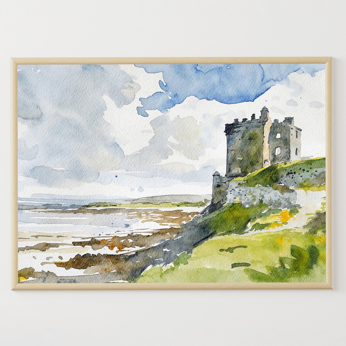 Kilchurn Castle Watercolor, Scotland Travel Poster