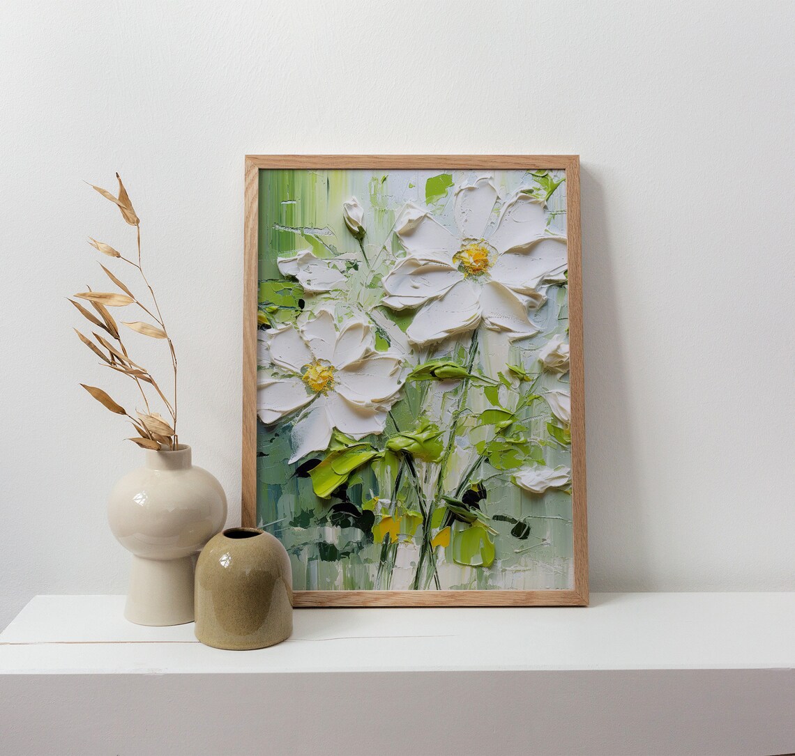 Daisy Wildflowers Oil Painting Floral Art Print - Image 4